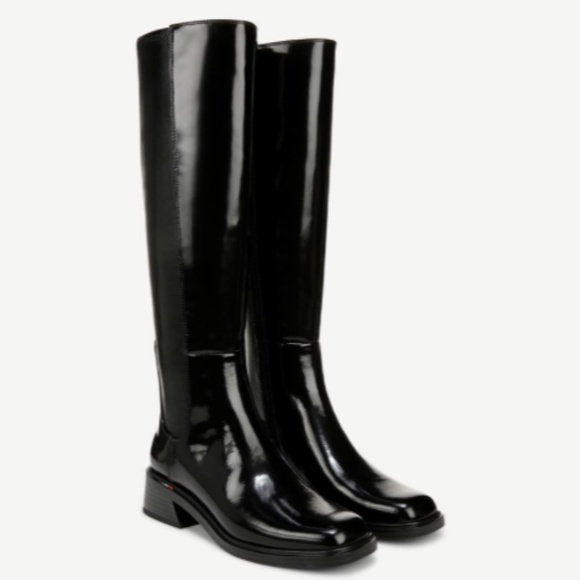 Franco Sarto Giselle Knee High Boot In Black Patent Leather / Black Leather - Picture 1 of 14